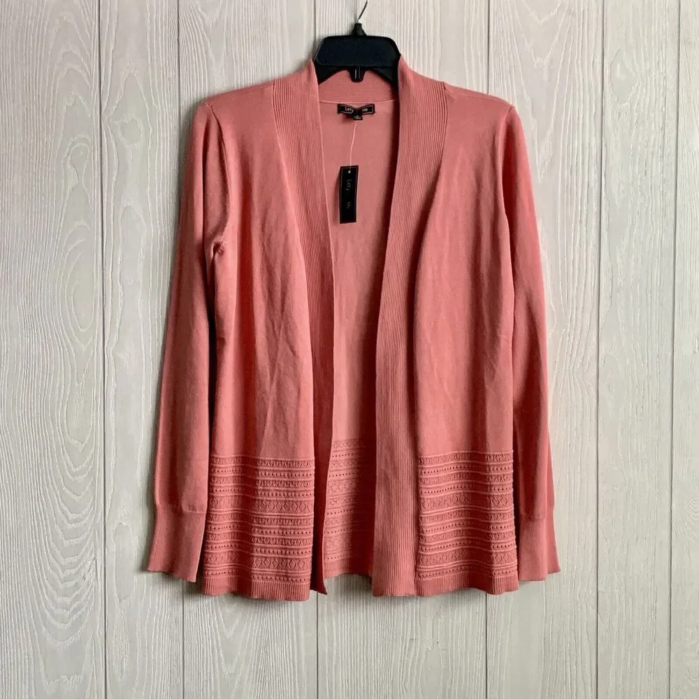 Lety & Me Salmon Pink Lightweight Cardigan Sweater Small NWT - Picture 1 of 5